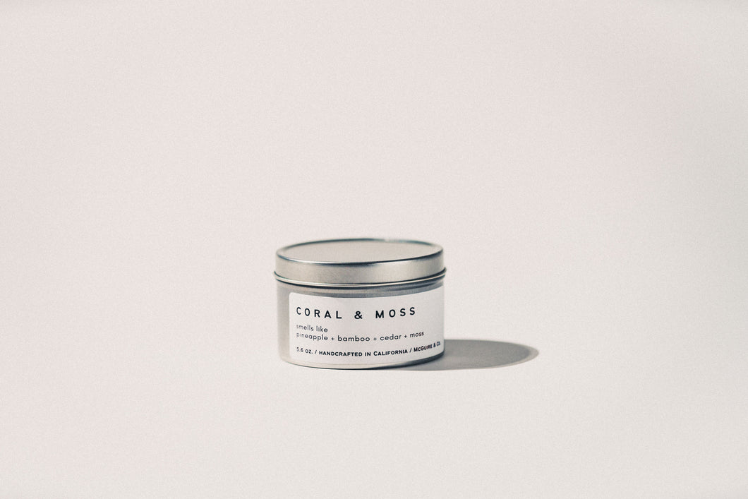 Coral & Moss Tin Candle